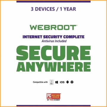 Webroot Secureanywhere Internet Security Lengkap - 3 Perangkat - 1 Tahun [EU]
