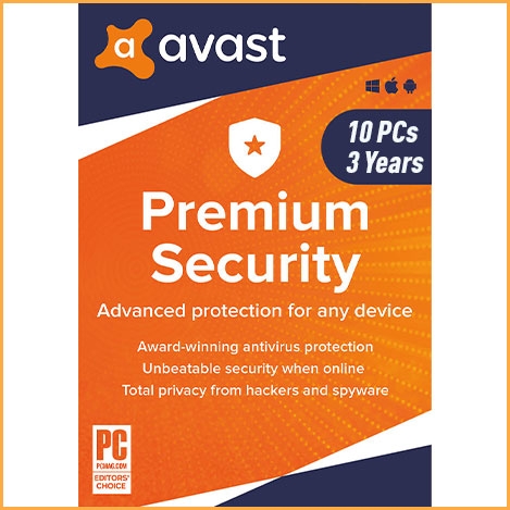 Avast Premium Security 10 PCs 3 Years