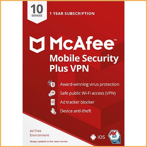 McAfee Mobile Security Plus VPN - 10 PCs -1 Year