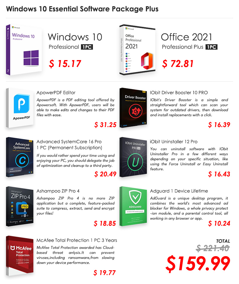 Buy Windows 10 Essential Software Package Plus