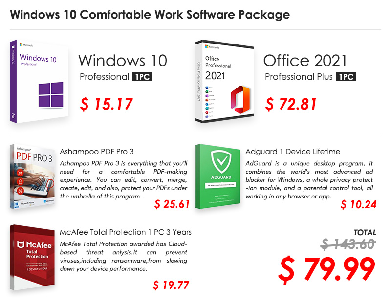 Buy Windows 10 Comfortable Work Software Package