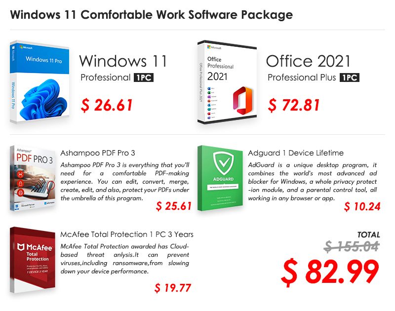 Buy Windows 11 Comfortable Work Software Package